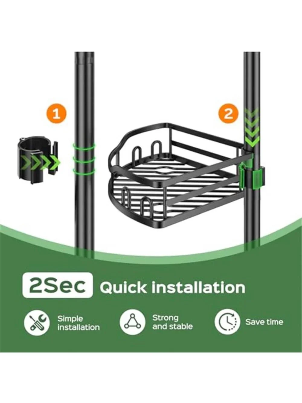 Shower Caddy Tension Pole: Rustproof Quick Install Standing Corner BathroomShelf